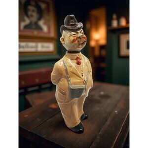 vintage 1950s-60s handpainted porcelain german man schnapps bottle container fig